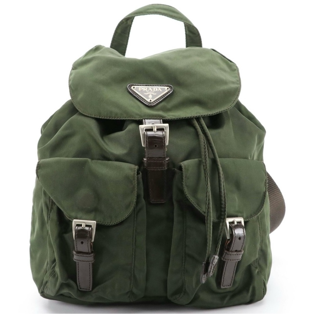 PRADA army green nylon backpack